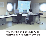 Waterworks and sewage CRT monitoring and control system