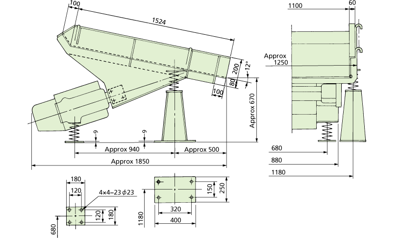 Vibrating Feeders Outer Dimensions