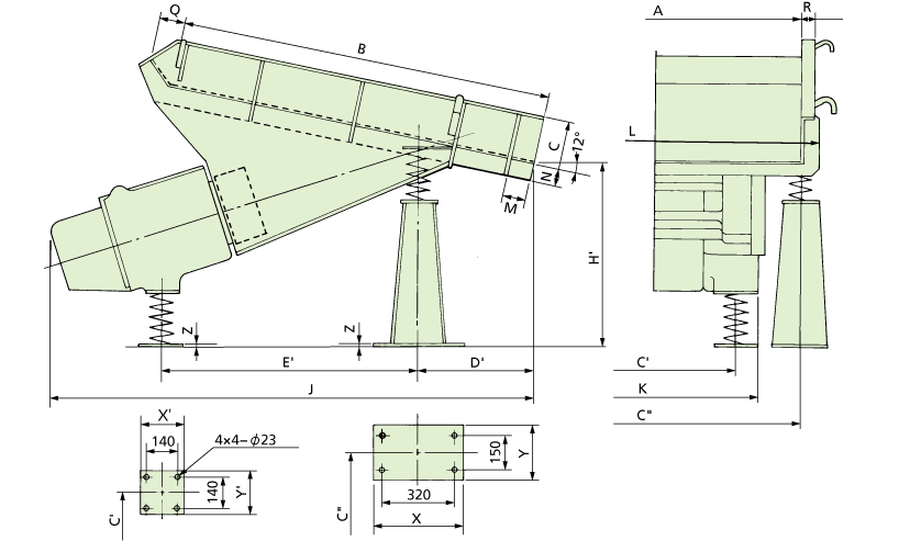 Vibrating Feeders Outer Dimensions